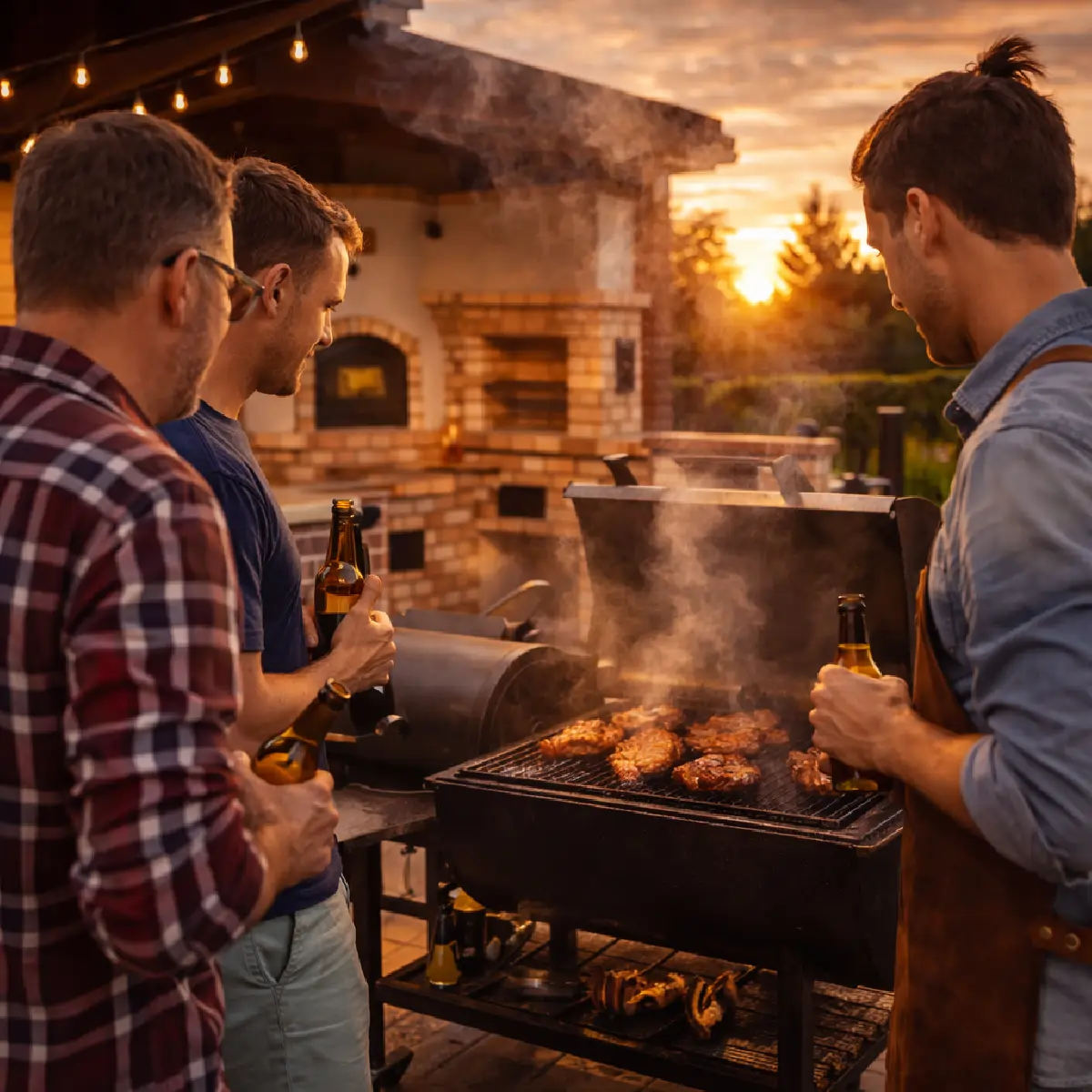 Offset BBQ élő tűzzel, füsttel és folyamatos hőkontrollal