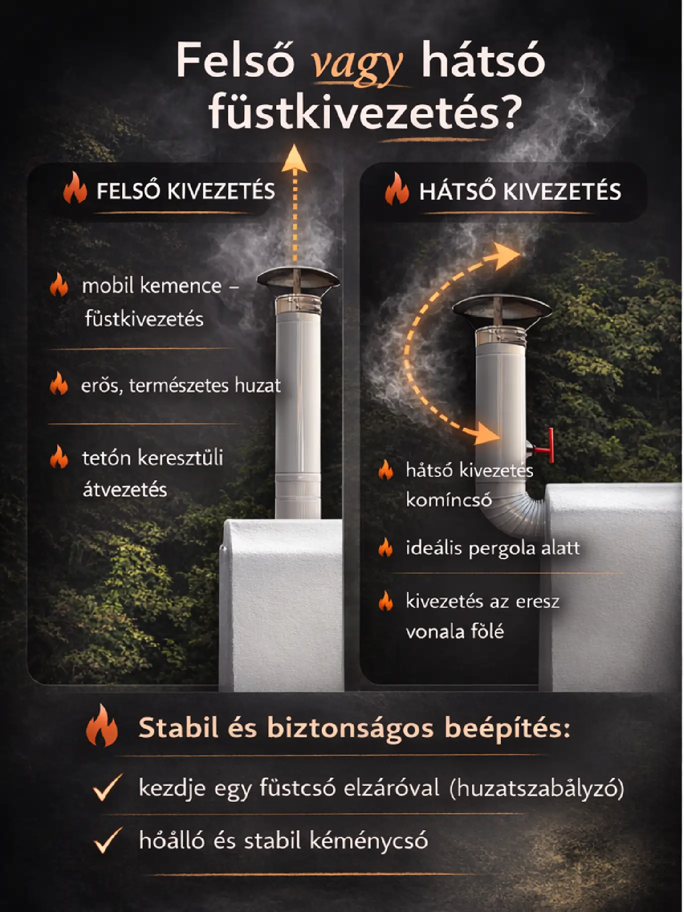 Tynker kemence felső vagy hátsó kémény