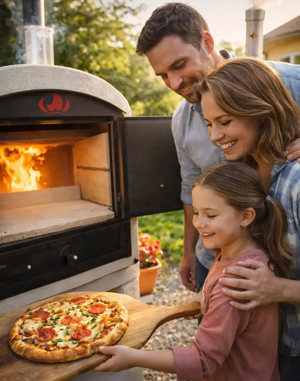Pizza sütése mobil Tynker Etalon kemencében egyenletesen átmelegített sütőtérrel
